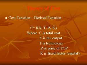Linear cost function Linear cost function