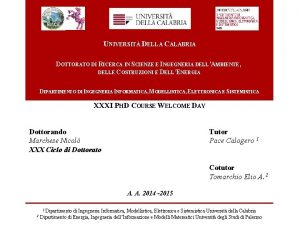 UNIVERSIT DELLA CALABRIA DOTTORATO DI RICERCA IN SCIENZE