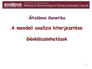 ltalnos Genetika A mendeli analzis kiterjesztse Gnklcsnhatsok 1