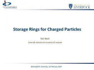 Storage Rings for Charged Particles Kai Hock Cockcroft