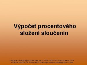 Vpoet procentovho sloen slouenin Dostupn z Metodickho portlu