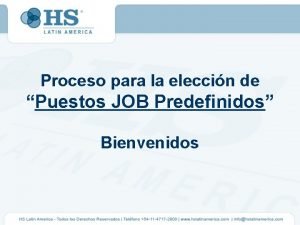 Proceso para la eleccin de Puestos JOB Predefinidos