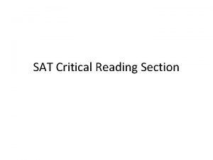 SAT Critical Reading Section Questions 19 sentence completion