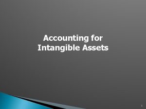 Accounting for Intangible Assets 1 Learning Outcomes At