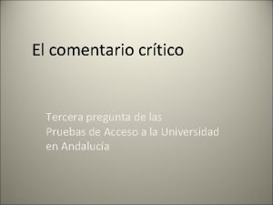 El comentario crtico Tercera pregunta de las Pruebas