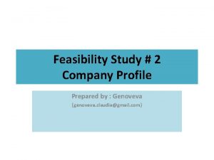 Feasibility Study 2 Company Profile Prepared by Genoveva