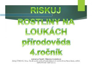 RISKUJ ROSTLINY NA LOUKCH prodovda 4 ronk Autorem