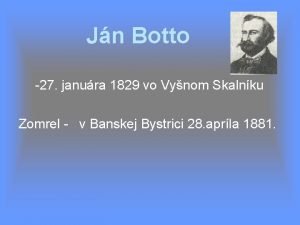 Jn Botto 27 janura 1829 vo Vynom Skalnku