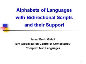 Alphabets of Languages with Bidirectional Scripts and their