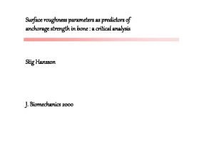 Surface roughness parameters as predictors of anchorage strength