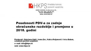 Posebnosti PDVa za zadnje obraunsko razdoblje i promjene