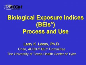 Biological exposure indices