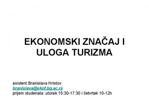 Ekonomika turizma branislava Ekonomika turizma branislava