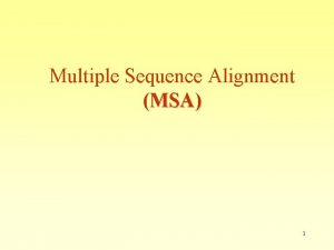 Multiple Sequence Alignment MSA 1 Multiple Alignment Number