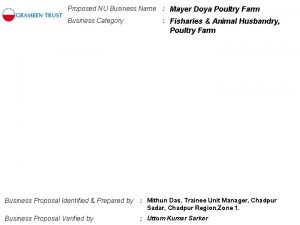 Proposed NU Business Name Mayer Doya Poultry Farm