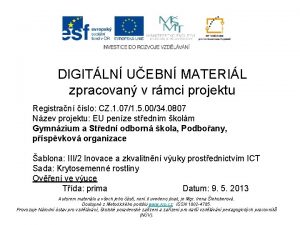 DIGITLN UEBN MATERIL zpracovan v rmci projektu Registran