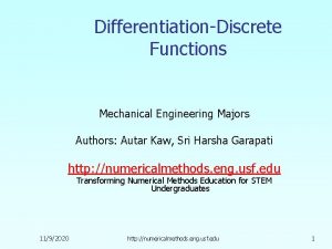 DifferentiationDiscrete Functions Mechanical Engineering Majors Authors Autar Kaw