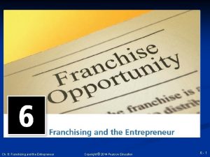 Ch 6 Franchising and the Entrepreneur Copyright 2014
