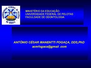 MINISTRIO DA EDUCAO UNIVERSIDADE FEDERAL DE PELOTAS FACULDADE