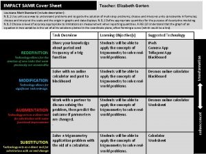 IMPACT SAMR Cover Sheet Teacher Elizabeth Gorton Learning