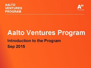 Aalto ventures program