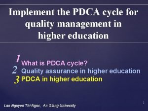 Implement the PDCA cycle for quality management in