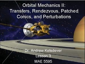 Orbital Mechanics II Transfers Rendezvous Patched Conics and