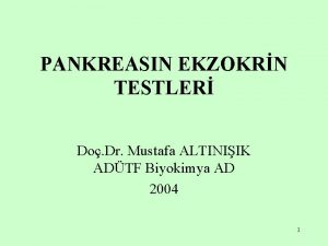 PANKREASIN EKZOKRN TESTLER Do Dr Mustafa ALTINIIK ADTF