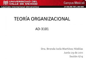 TEORA ORGANIZACIONAL AD3101 Dra Brenda Isela Martnez Nieblas