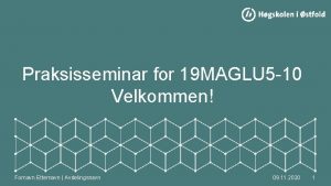 Praksisseminar for 19 MAGLU 5 10 Velkommen Fornavn