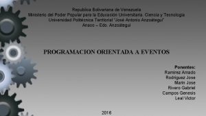 Republica Bolivariana de Venezuela Ministerio del Poder Popular