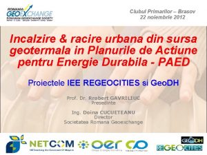 Clubul Primarilor Brasov 22 noiembrie 2012 Incalzire racire