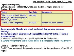 US History WedThurs Aug 2627 2020 Objective Geography