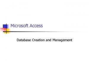 Access database creator