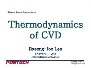 Phase Transformations Thermodynamics of CVD ByeongJoo Lee POSTECH