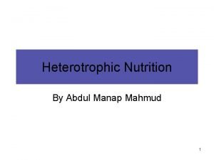 Heterotrophic Nutrition By Abdul Manap Mahmud 1 Introduction