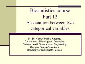 Biostatistics course Part 12 Association between two categorical