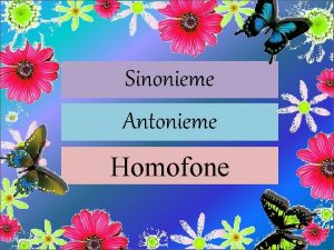 Sinonieme Antonieme Homofone Kopiereg 2015 H R Productions