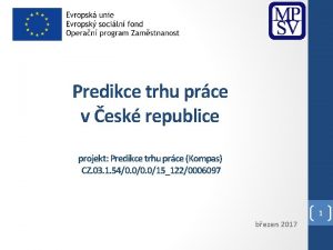 Predikce trhu prce v esk republice projekt Predikce