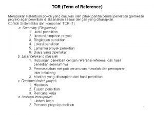 Term of reference (tor) 1972