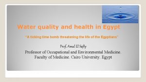 Water quality and health in Egypt A ticking