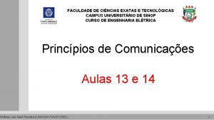 FACULDADE DE CINCIAS EXATAS E TECNOLGICAS CAMPUS UNIVERSITRIO