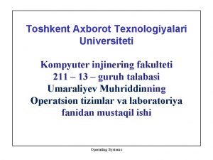 Toshkent Axborot Texnologiyalari Universiteti Kompyuter injinering fakulteti 211