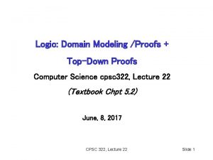 Logic Domain Modeling Proofs TopDown Proofs Computer Science