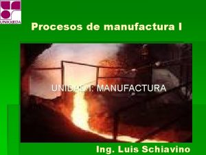 Procesos de manufactura I UNIDAD I MANUFACTURA Ing