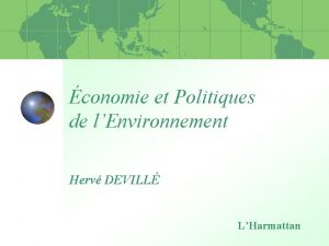 conomie et Politiques de lEnvironnement Herv DEVILL LHarmattan