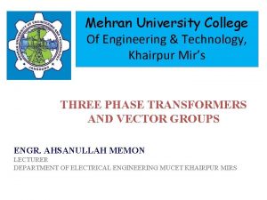 Mehran University College Of Engineering Technology Khairpur Mirs