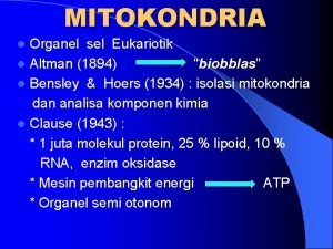 MITOKONDRIA Organel sel Eukariotik l Altman 1894 biobblas