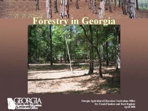 Forestry in Georgia Agricultural Education Curriculum Office Dr