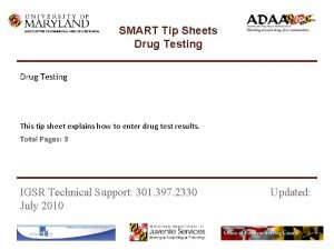 INSTITUTE FOR GOVERNMENTAL SERVICE RESEARCH SMART Tip Sheets